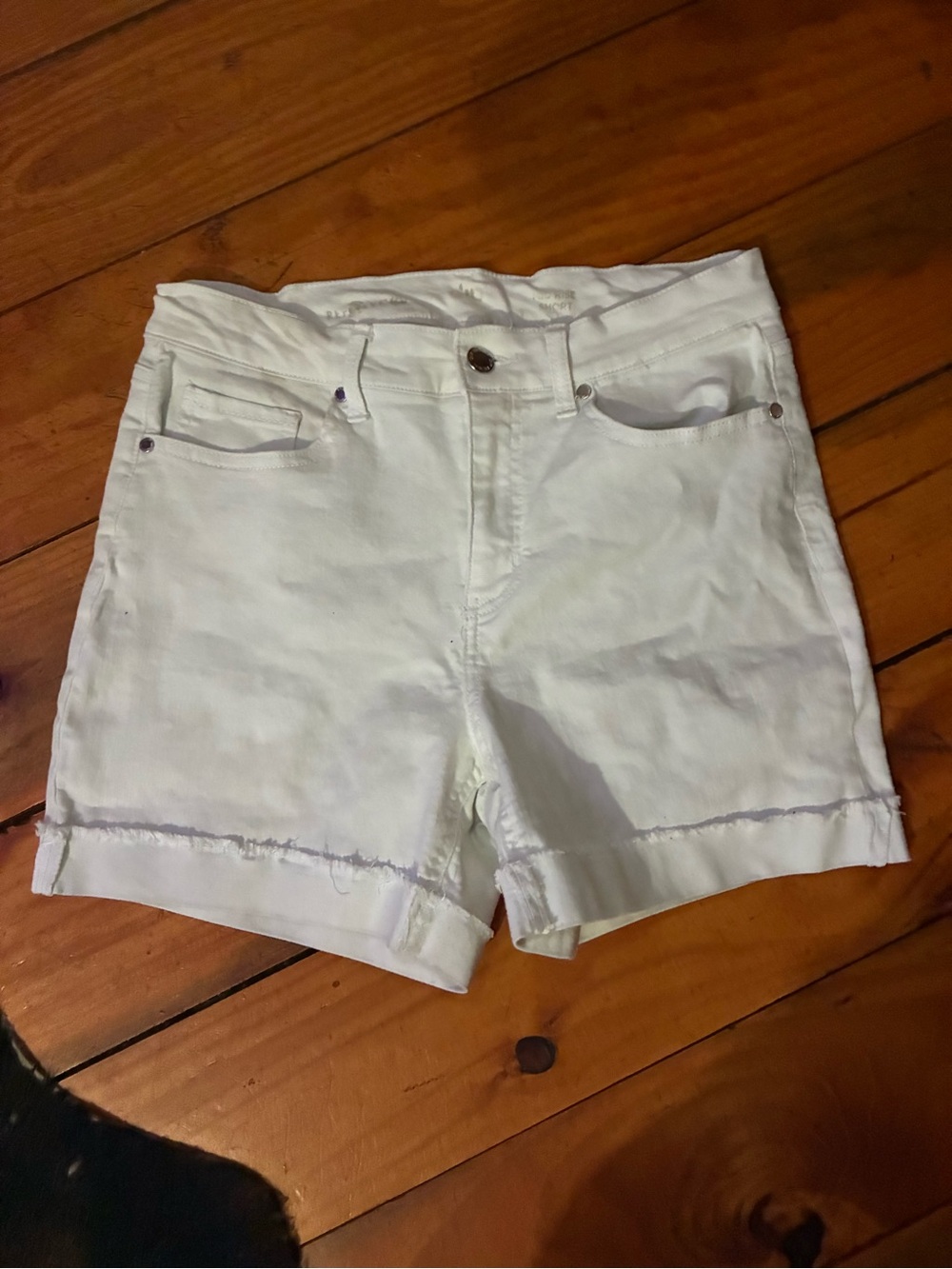 White Women's High-Rise Denim Shorts - Picture 1 of 4